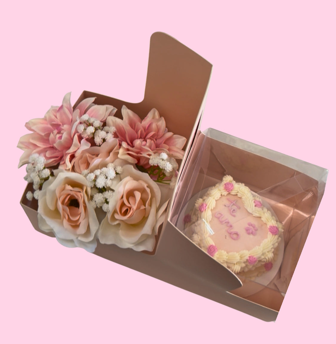 Te Amo cake with flowers(local pick up only)
